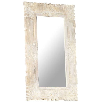 Veggspeil Hvit 80x50 cm heltre mango