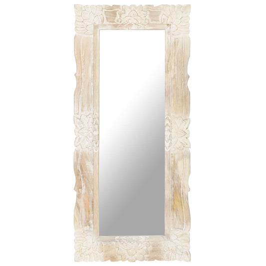 Veggspeil Hvit 110x50 cm heltre mango