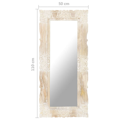 Veggspeil Hvit 110x50 cm heltre mango
