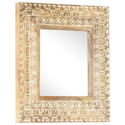 Veggspeil Håndskåret speil 50x50x2,6 cm heltre mango