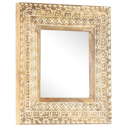 Veggspeil Håndskåret speil 50x50x2,6 cm heltre mango