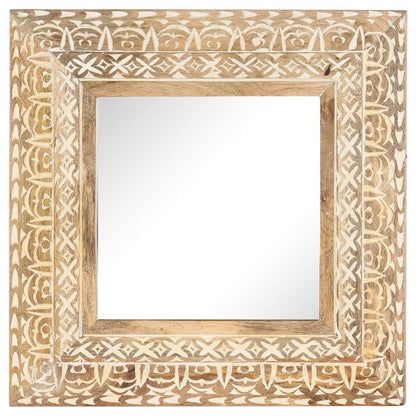 Veggspeil Håndskåret speil 50x50x2,6 cm heltre mango