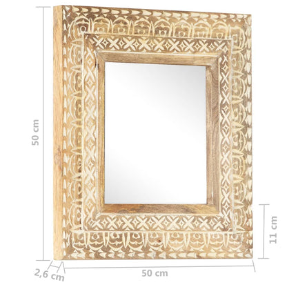 Veggspeil Håndskåret speil 50x50x2,6 cm heltre mango