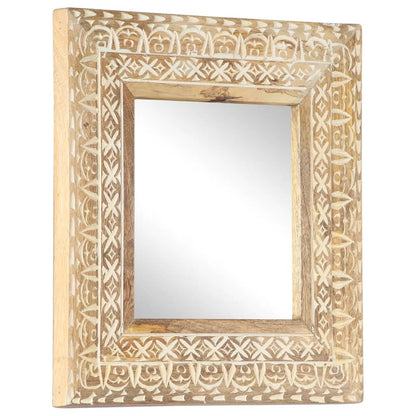 Veggspeil Håndskåret speil 50x50x2,6 cm heltre mango
