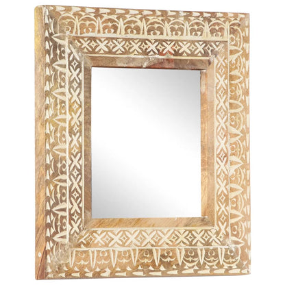 Veggspeil Håndskåret speil 50x50x2,6 cm heltre mango
