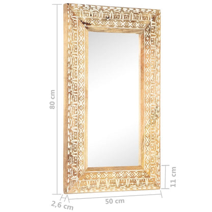 Veggspeil Håndskåret speil 80x50x2,6 cm heltre mango