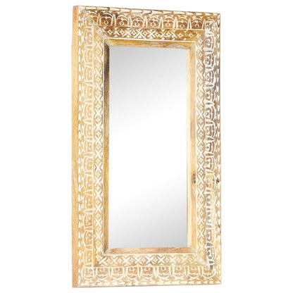 Veggspeil Håndskåret speil 80x50x2,6 cm heltre mango