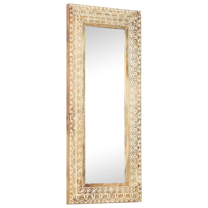 Veggspeil Håndskåret speil 110x50x2,6 cm heltre mango