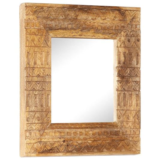 Veggspeil Håndskåret speil 50x50x2,5 cm heltre mango
