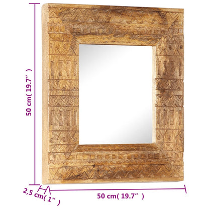 Veggspeil Håndskåret speil 50x50x2,5 cm heltre mango