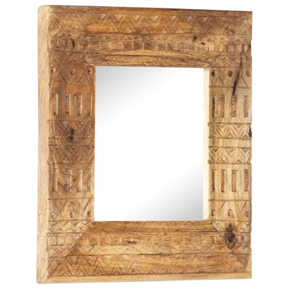 Veggspeil Håndskåret speil 50x50x2,5 cm heltre mango