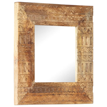 Veggspeil Håndskåret speil 50x50x2,5 cm heltre mango