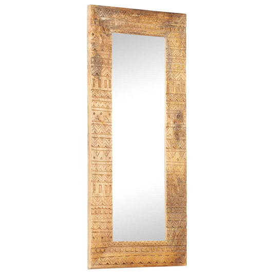 Veggspeil Håndskåret speil 110x50x2,5 cm heltre mango