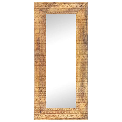 Veggspeil Håndskåret speil 110x50x2,5 cm heltre mango
