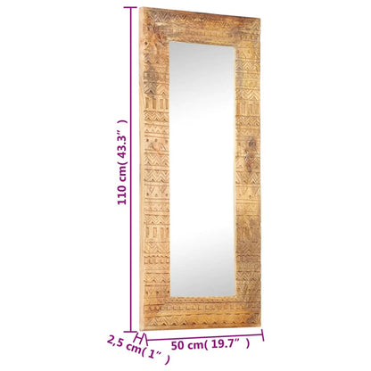Veggspeil Håndskåret speil 110x50x2,5 cm heltre mango