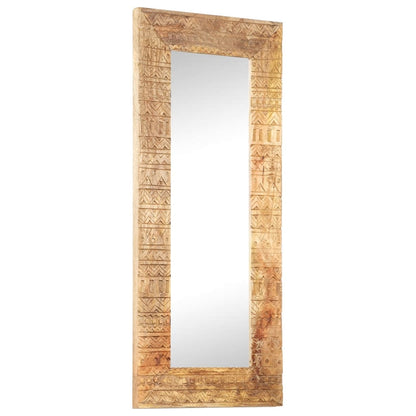 Veggspeil Håndskåret speil 110x50x2,5 cm heltre mango