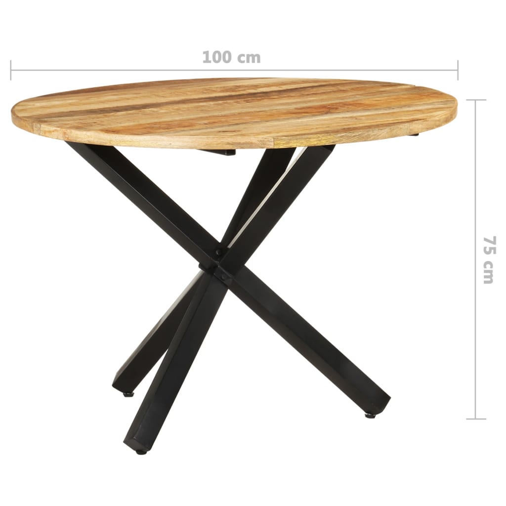 Spisebord Kjøkkenbord Tre rundt 100x100x75 cm grovt mangotre