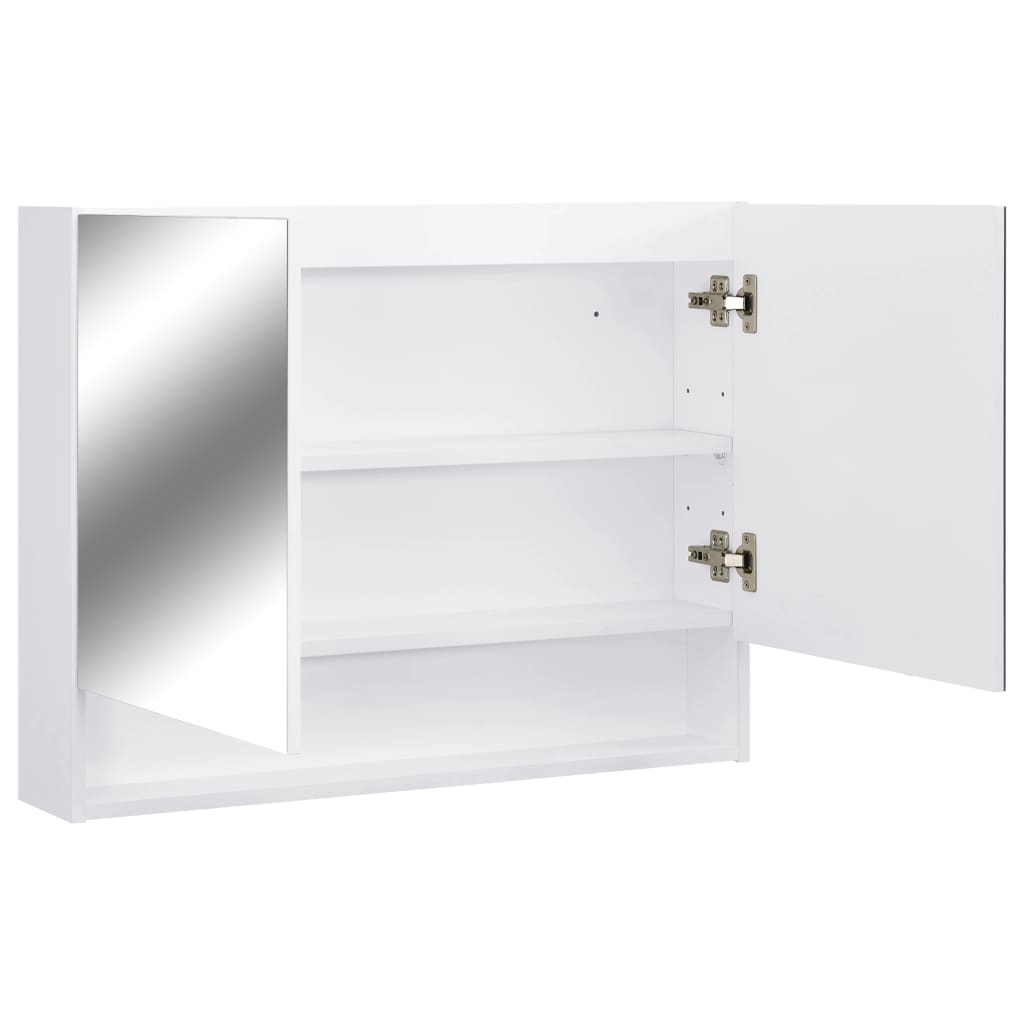 Baderomsspeil Speilskap med LED Hvit 80x15x60 cm