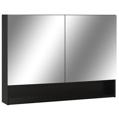 Baderomsspeil Speilskap med LED Svart 80x15x60 cm
