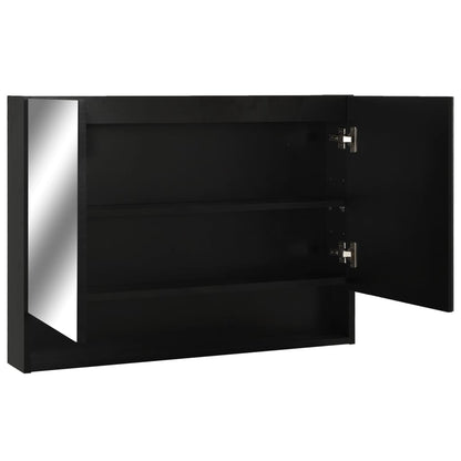 Baderomsspeil Speilskap med LED Svart 80x15x60 cm