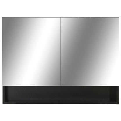 Baderomsspeil Speilskap med LED Svart 80x15x60 cm