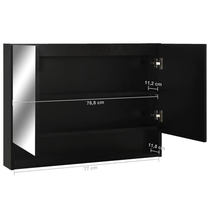 Baderomsspeil Speilskap med LED Svart 80x15x60 cm