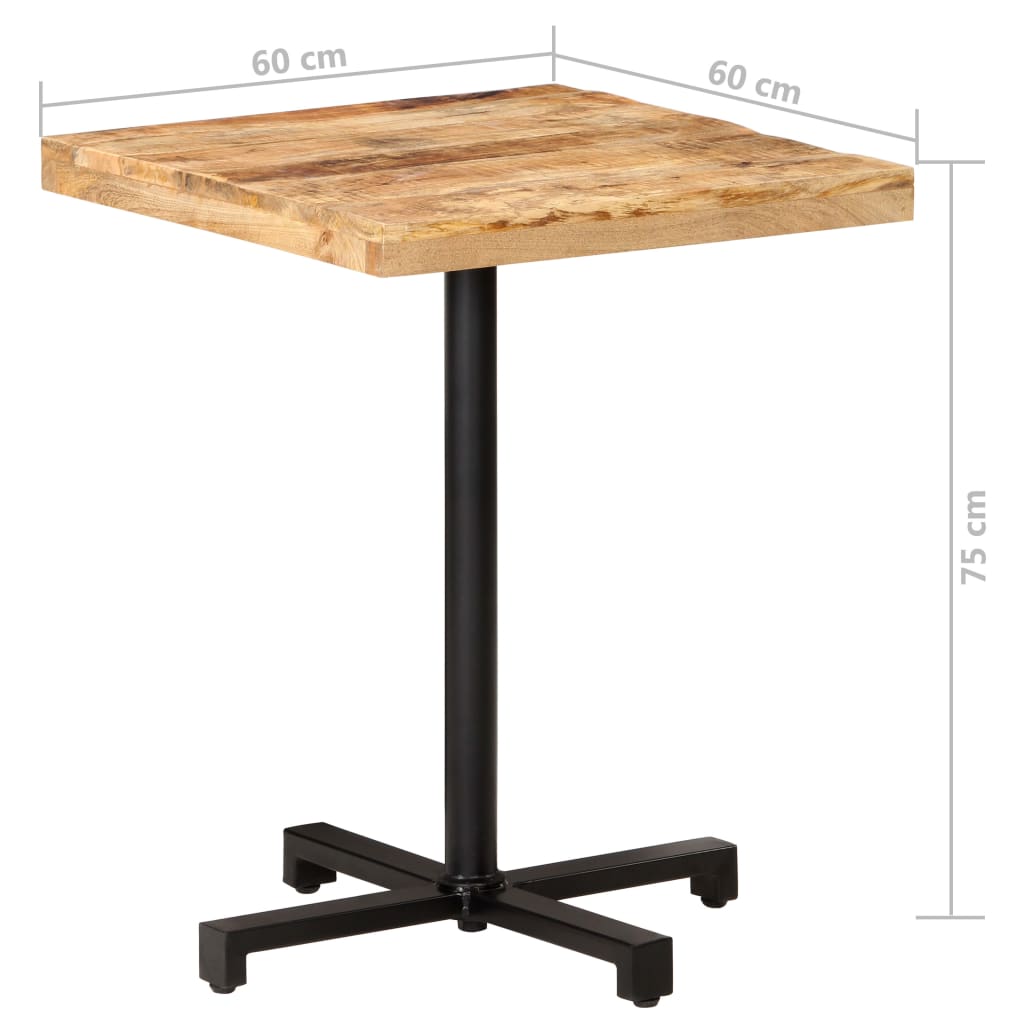 Bistrobord firkantet 60x60x75 cm grovt mangotre