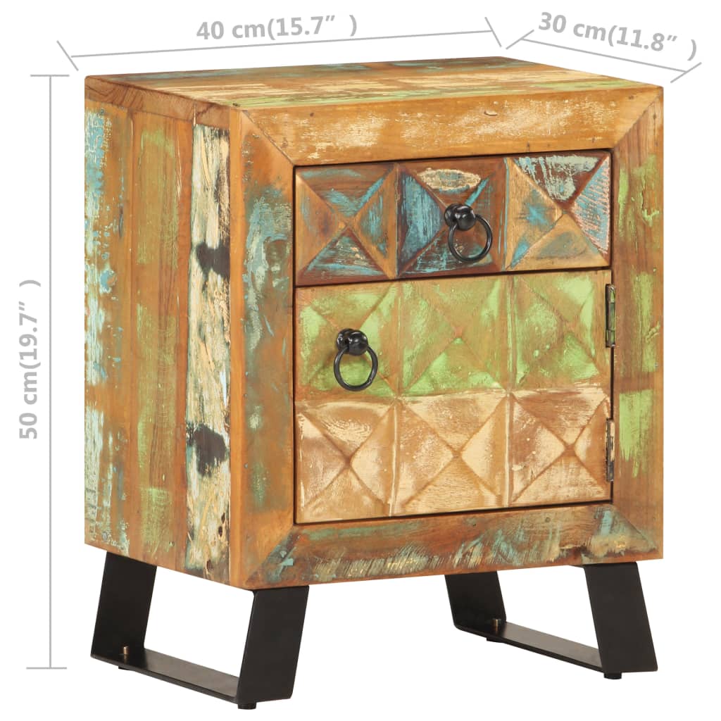 Nattbord Sengbord Tre Gjenvunnet Heltre 40x30x50 cm