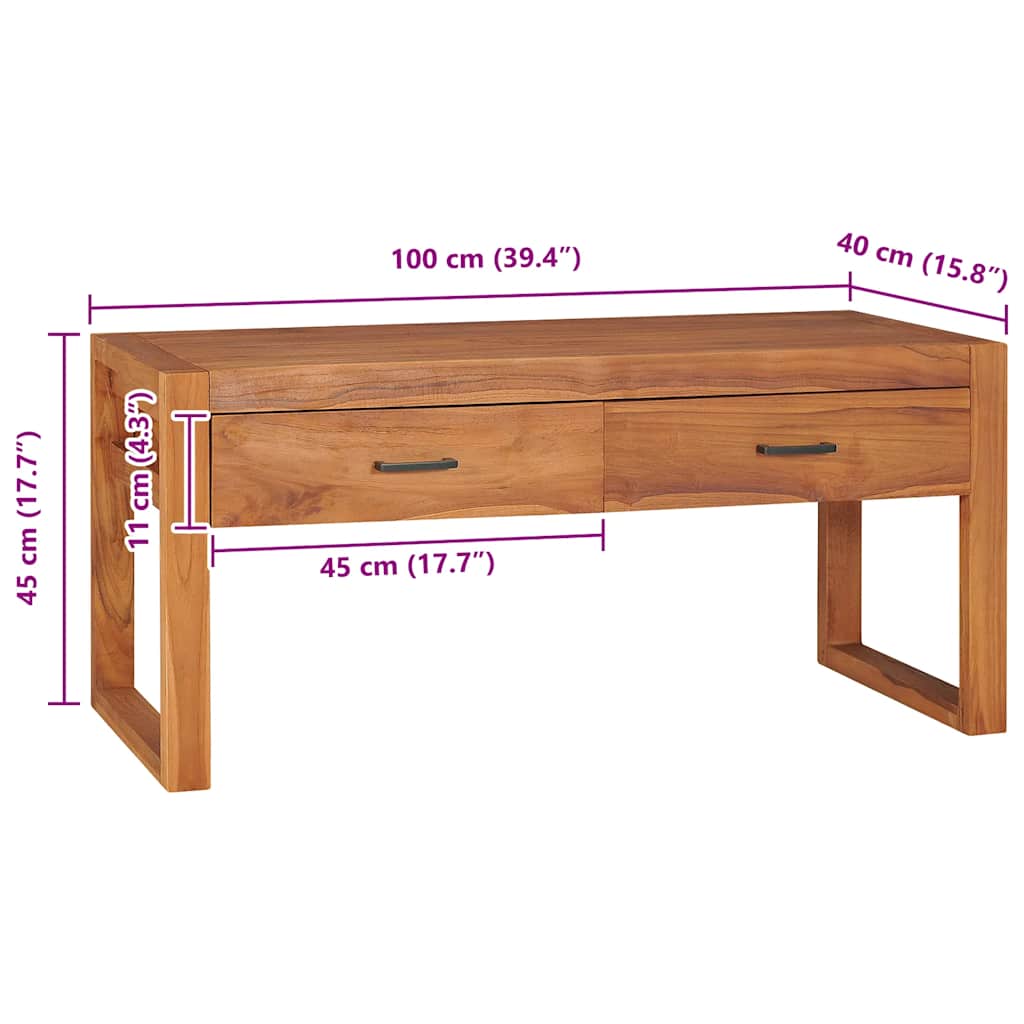 TV-Møbel Tre TV-benk heltre teak 100x40x45 cm