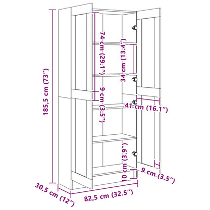 Bokhylle hvit 82,5x30,5x185,5 cm konstruert tre