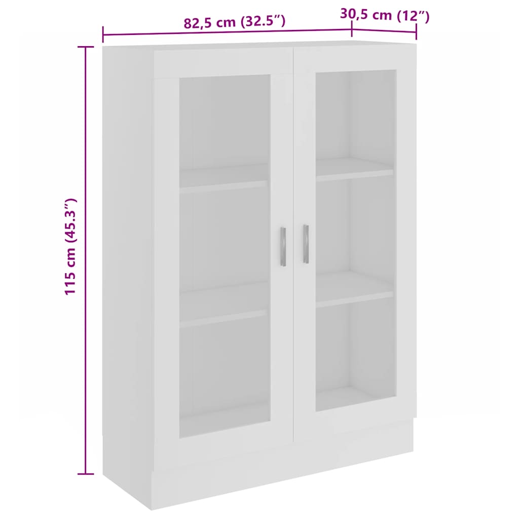 Vitrineskap Hvit 82,5x30,5x115 cm