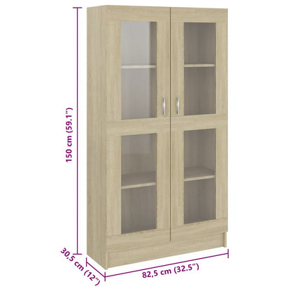 Vitrineskap Sonoma Eik 82,5x30,5x150 cm