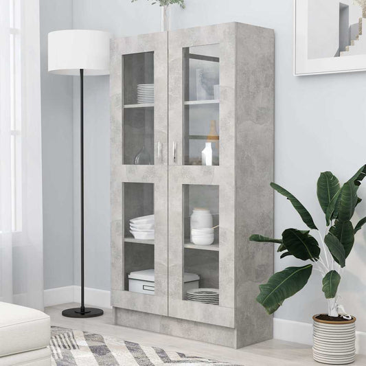 Vitrineskap Betonggrå 82,5x30,5x150 cm