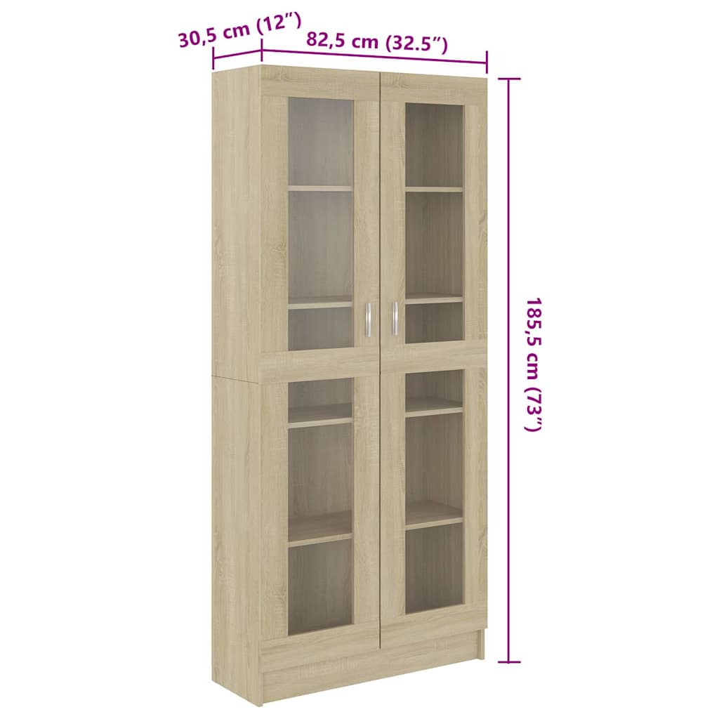 Vitrineskap Sonoma Eik 82,5x30,5x185,5 cm