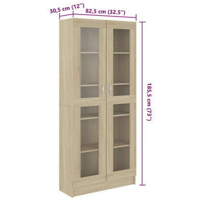 Vitrineskap Sonoma Eik 82,5x30,5x185,5 cm