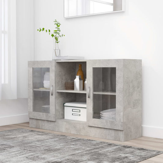 Vitrineskap Betonggrå 120x30,5x70 cm
