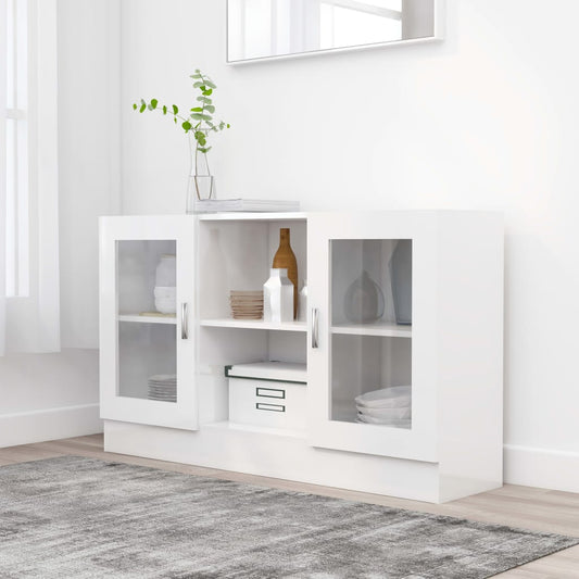 Vitrineskap Høyglans Hvit 120x30,5x70 cm