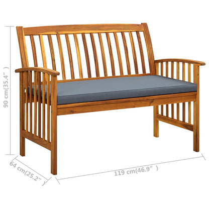 Hagebenk Tre med pute 119 cm heltre akasie