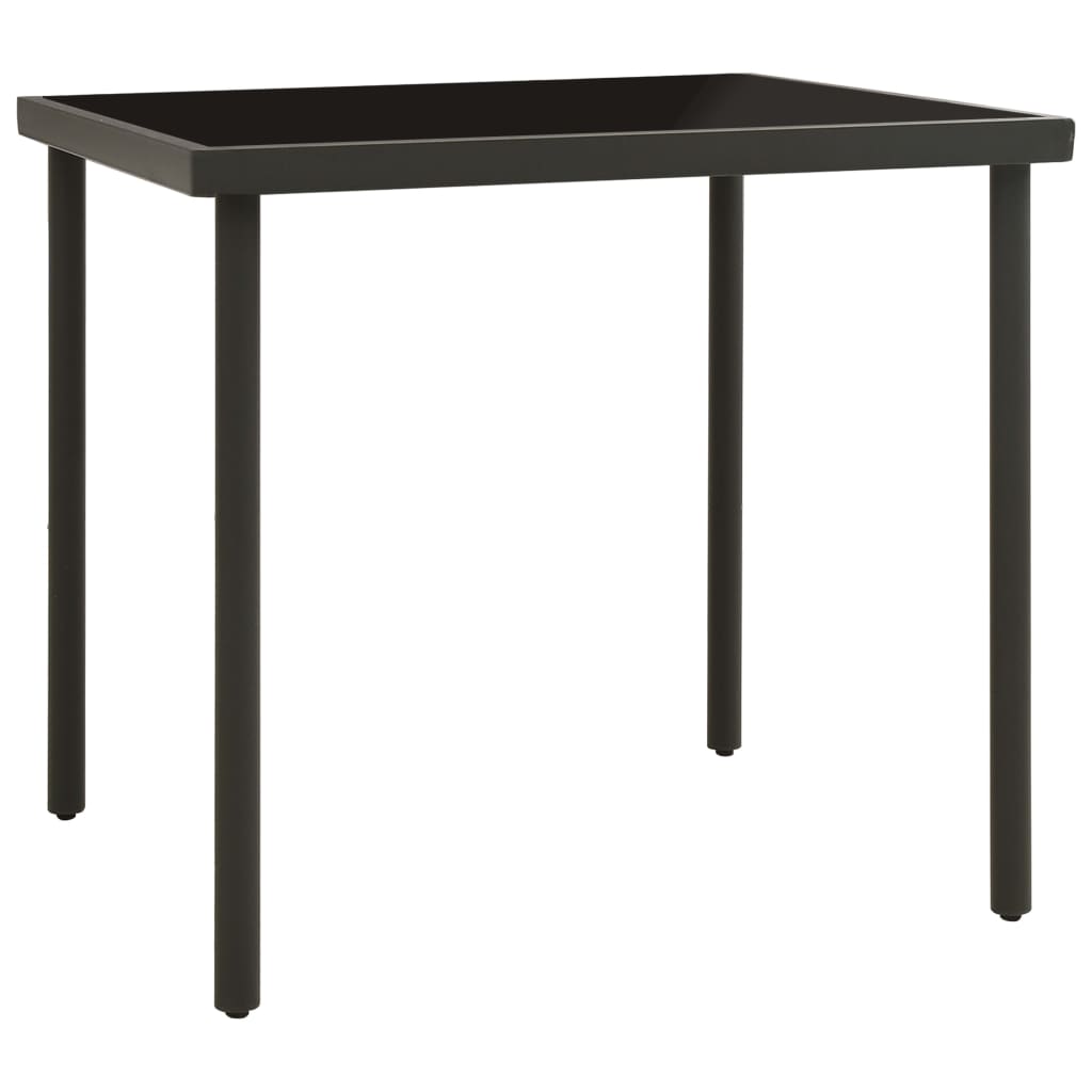 Hagebord Metall spisebord Antrasitt 80x80x72 cm glass og stål