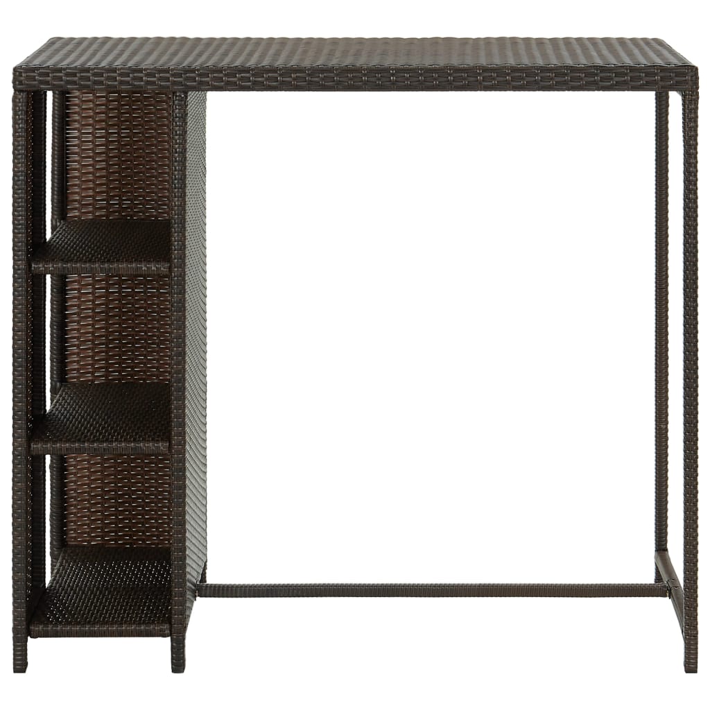 Barbord med oppbevaringsstativ brun 120x60x110 cm polyrotting