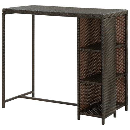 Barbord med oppbevaringsstativ brun 120x60x110 cm polyrotting