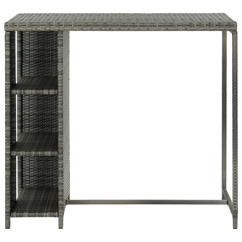 Barbord med oppbevaringsstativ grå 120x60x110 cm polyrotting