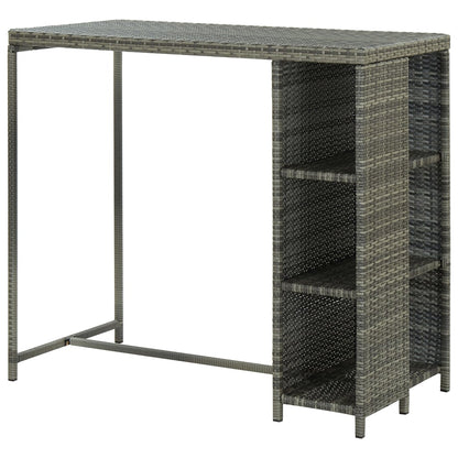 Barbord med oppbevaringsstativ grå 120x60x110 cm polyrotting
