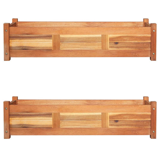 Utendørs Blomsterkasse Plantekasse Tre 2 stk akasietre 100x30x25 cm