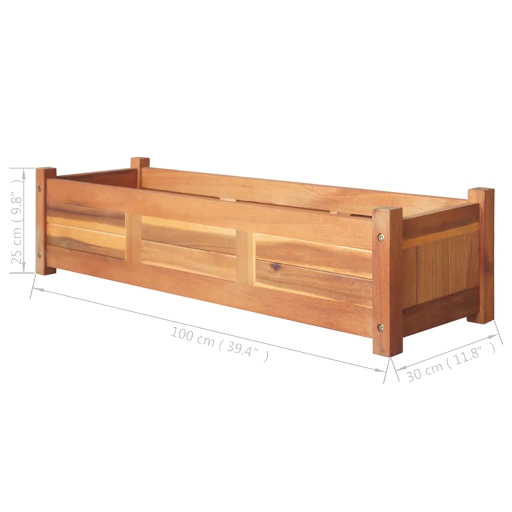 Utendørs Blomsterkasse Plantekasse Tre 2 stk akasietre 100x30x25 cm