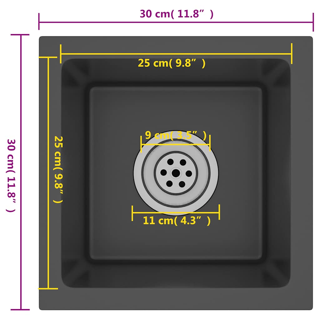 Kjøkkenvask Håndlaget Svart rustfritt stål