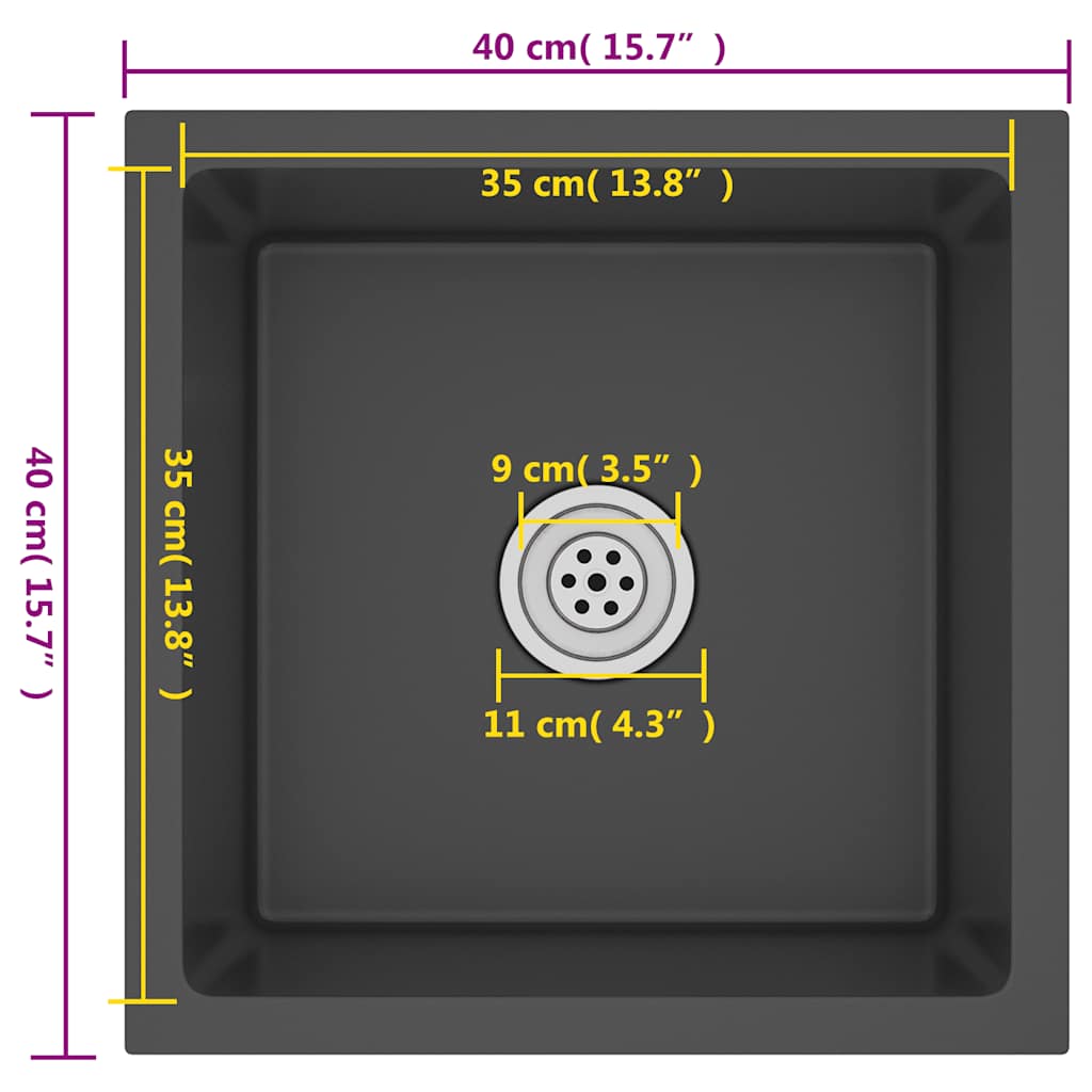 Kjøkkenvask Håndlaget Svart rustfritt stål