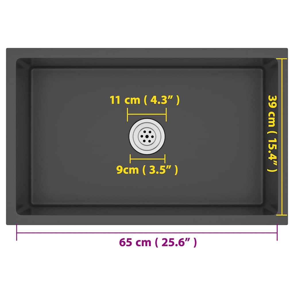 Kjøkkenvask Håndlaget Svart rustfritt stål