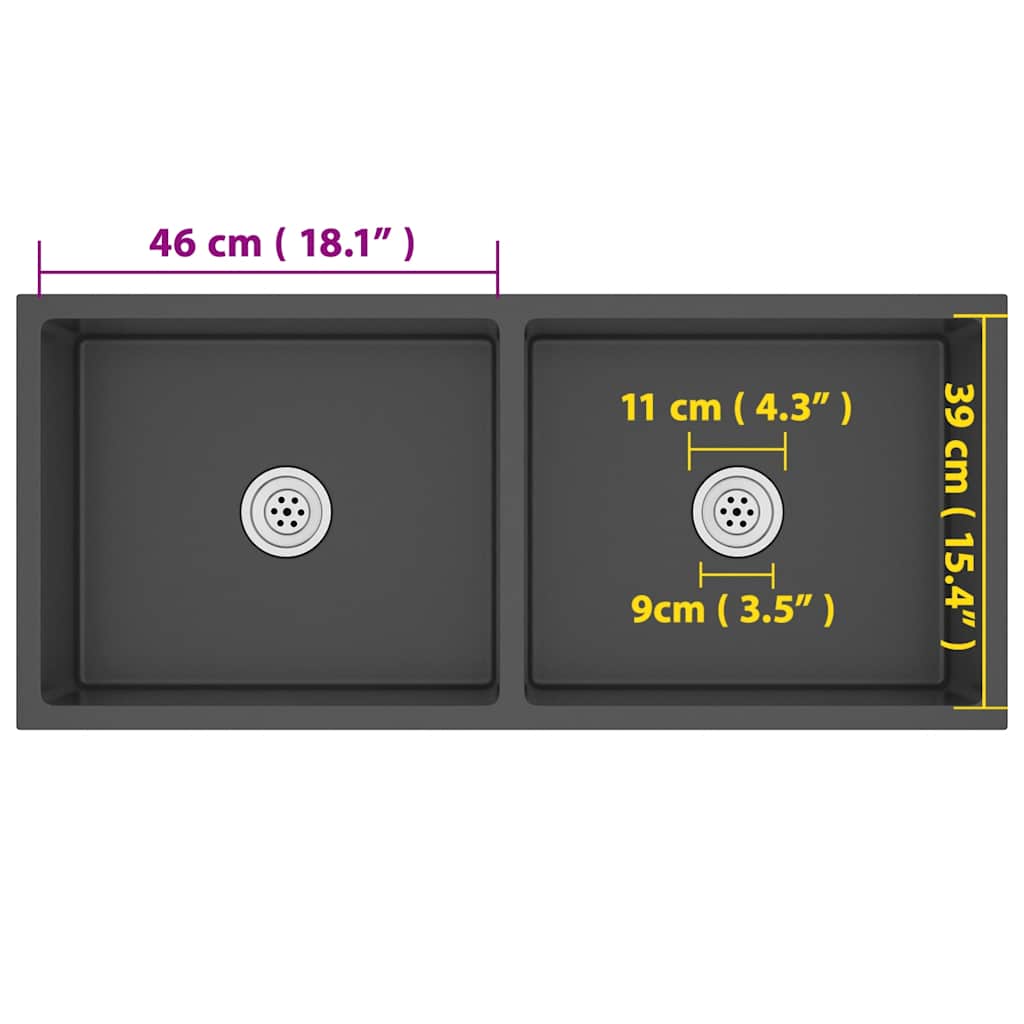 Kjøkkenvask Håndlaget Svart rustfritt stål