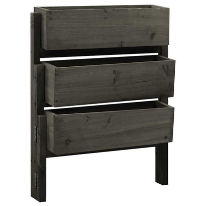 Sammenleggbar blomsterkasse grå 60x14x75 cm heltre gran